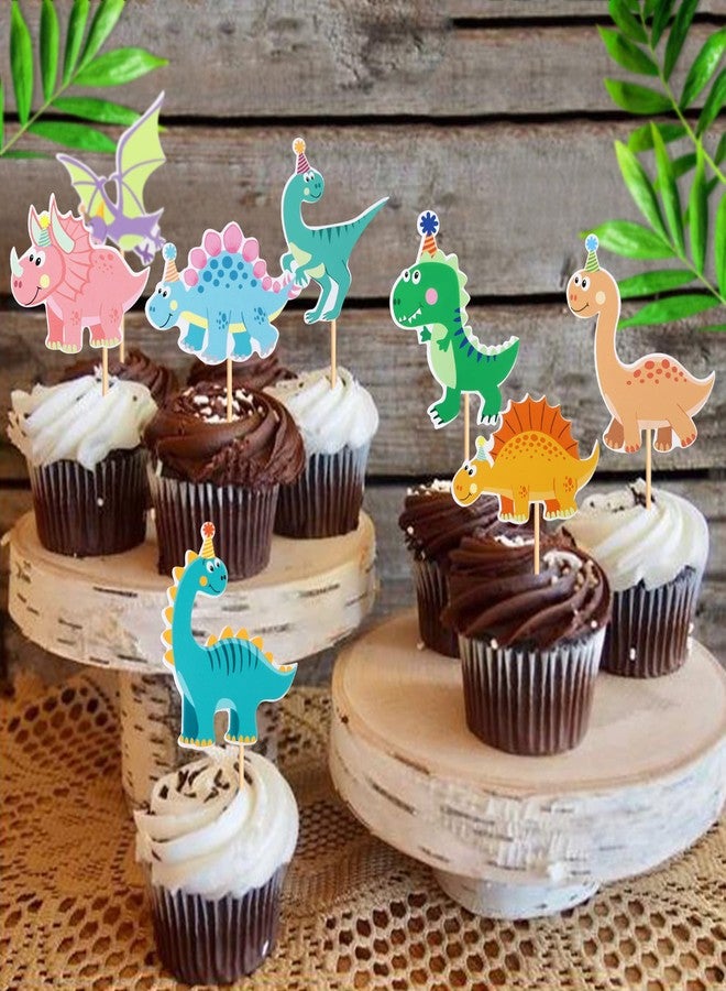 Ercadio 32 Pack Dinosaur Cupcake Toppers Baby Cute Dinosaur Cupcake Picks Dino Theme Baby Shower Kids Birthday Party Cake Decorations Supplies - Image 3